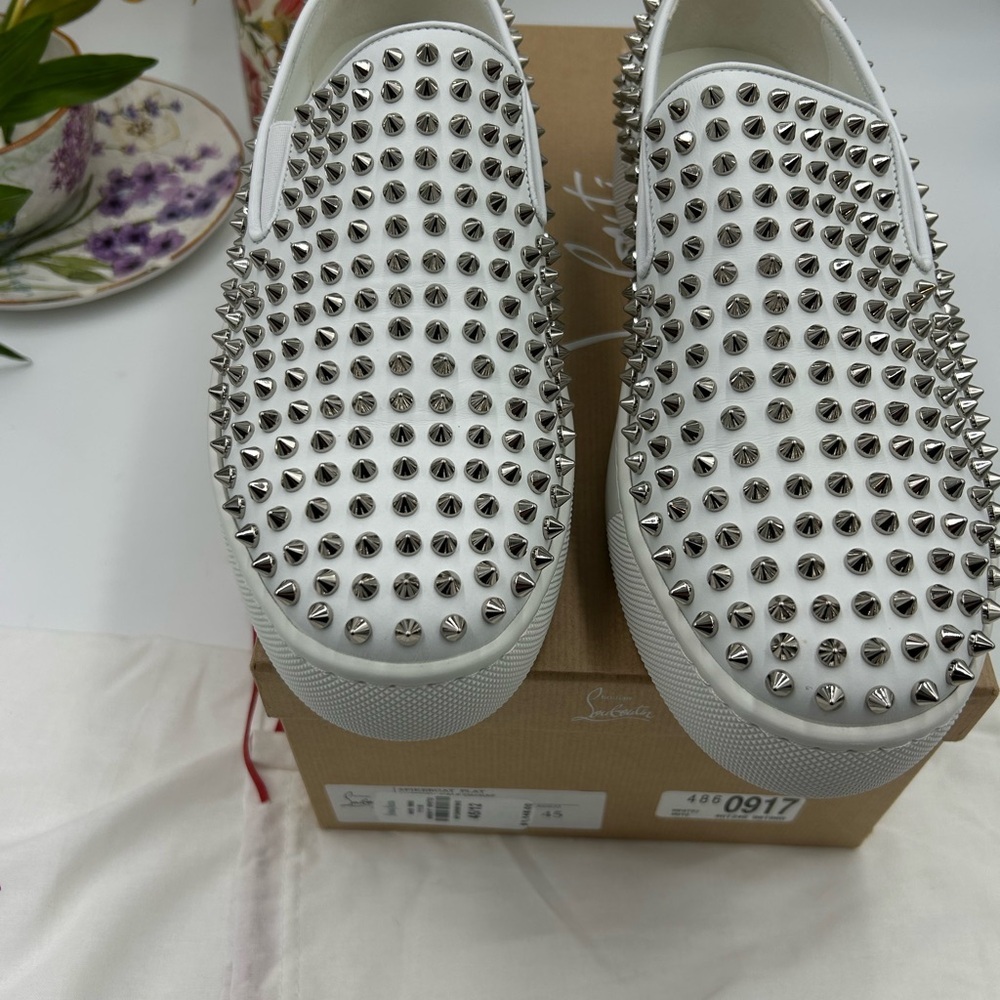 Men's Christian Louboutin roller boat  spiked sneakers size 45 made in Italy - Picture 4 of 11